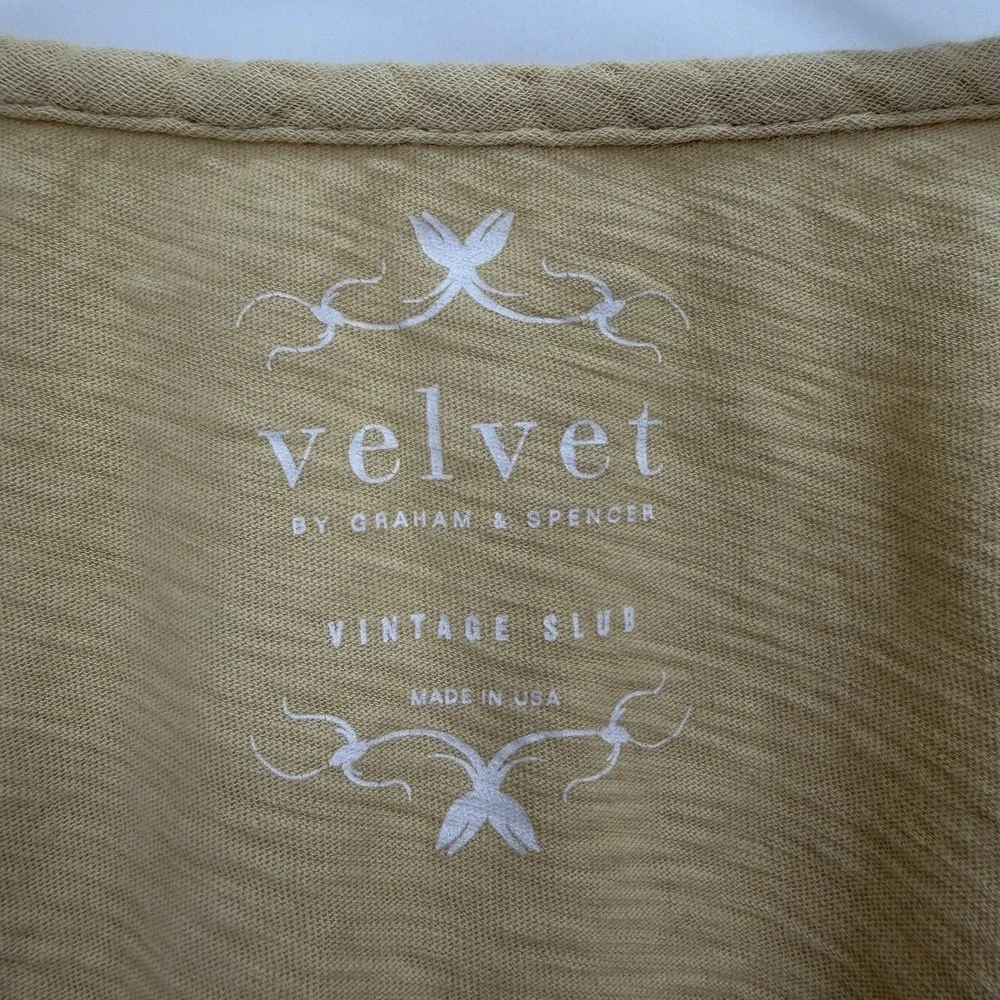 Velvet Graham & Spencer Louisa‎ Puff Sleeve Top Size S Gauze Slub Cotton Yellow